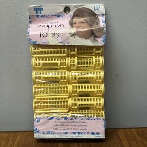 Vintage Tip Top Snap On 7/8” Unbreakable Plastic Hair Rollers Yellow 16 Count